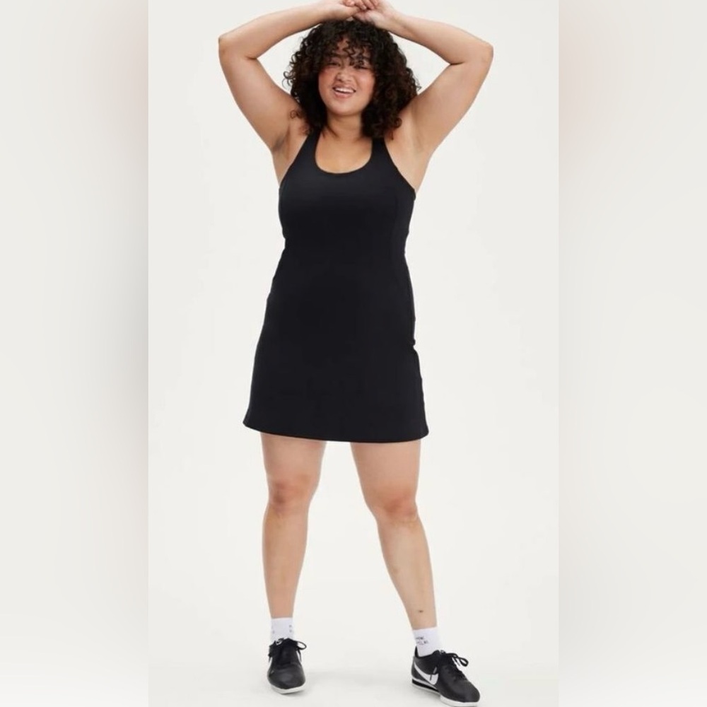 Girlfriend Collective Black Paloma Racerback Athletic Dress Built In Shorts XL